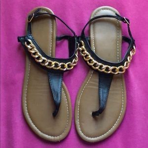 Black & gold sandals